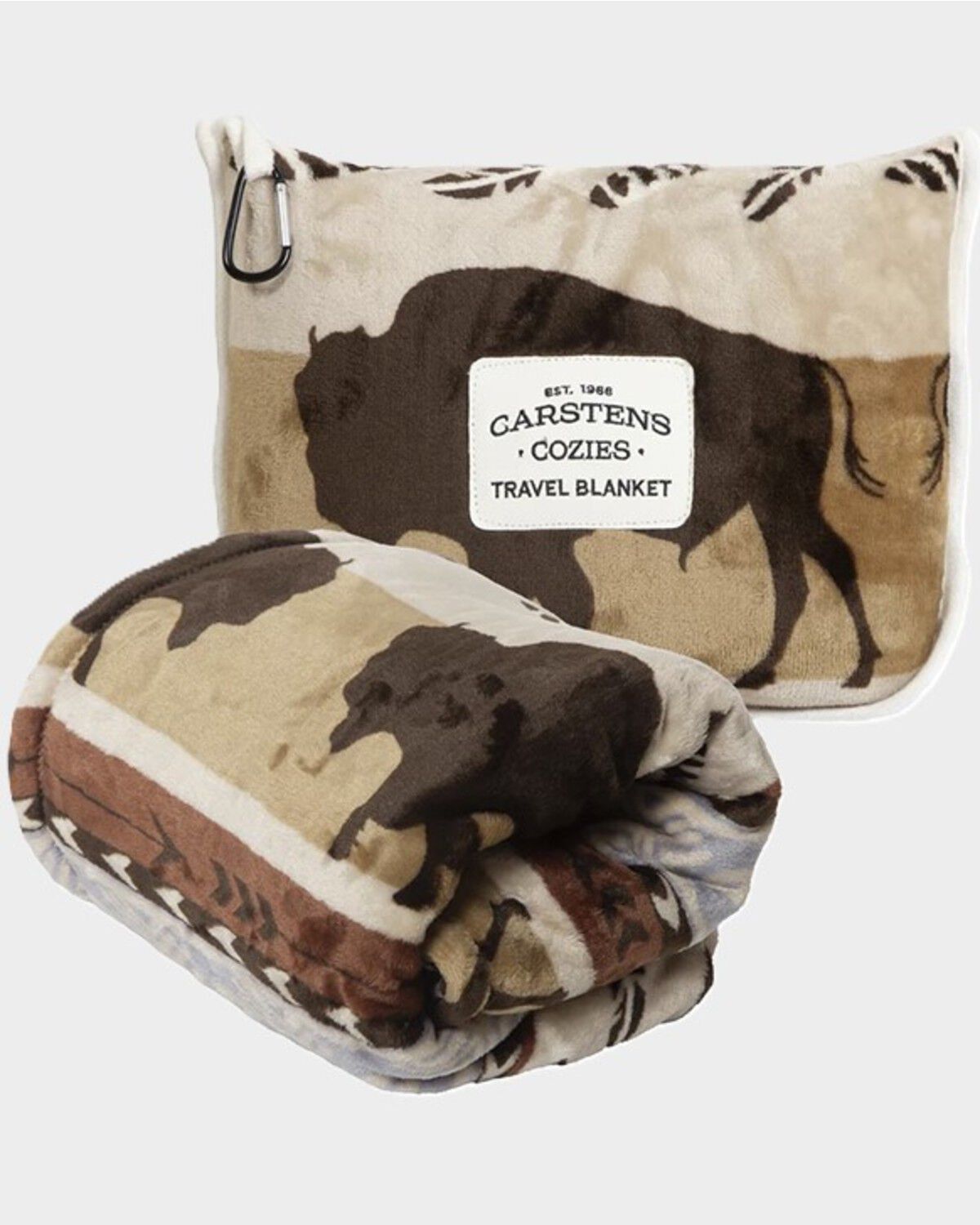 Image #1 - Carstens Home Buffalo Stripe Travel Blanket, Blue, hi-res