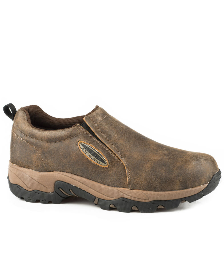Roper Men's Air Light Brown Vintage Leather Slip On Shoes - Round Toe ...