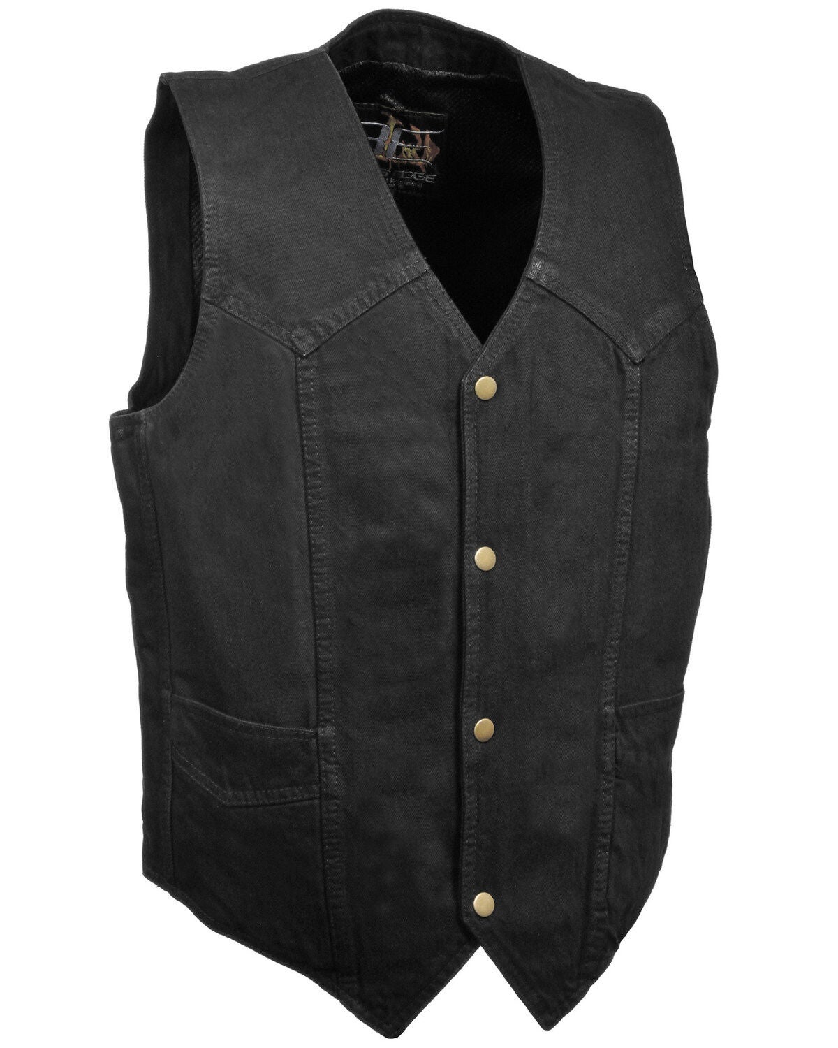 Milwaukee Leather Men's Classic Snap Front Denim Biker Vest, Black, hi-res