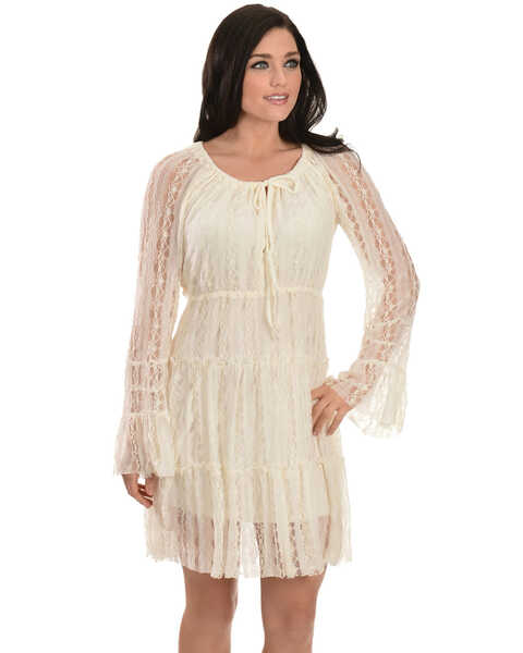 Scully Women's Solid Lined Lace Dress, Ivory, hi-res