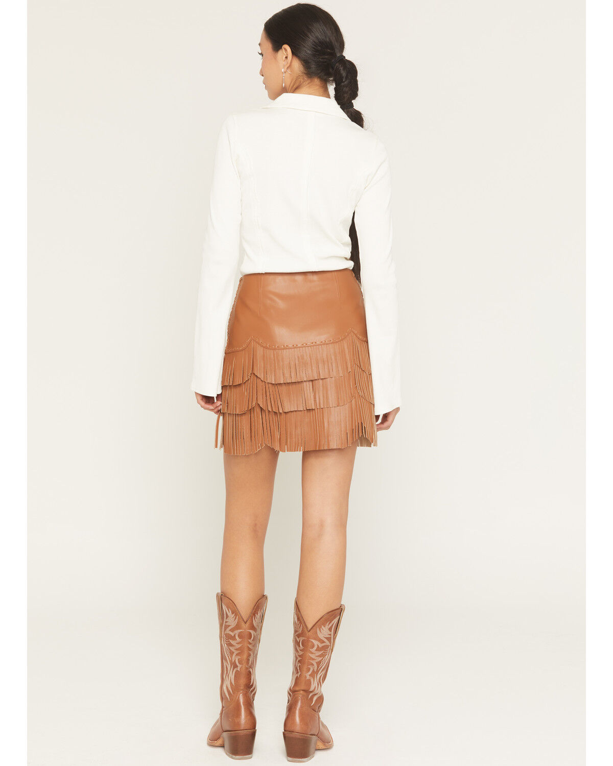 Image #3 - Idyllwind Women's Irene Fringe Faux Leather Skirt, Caramel, hi-res