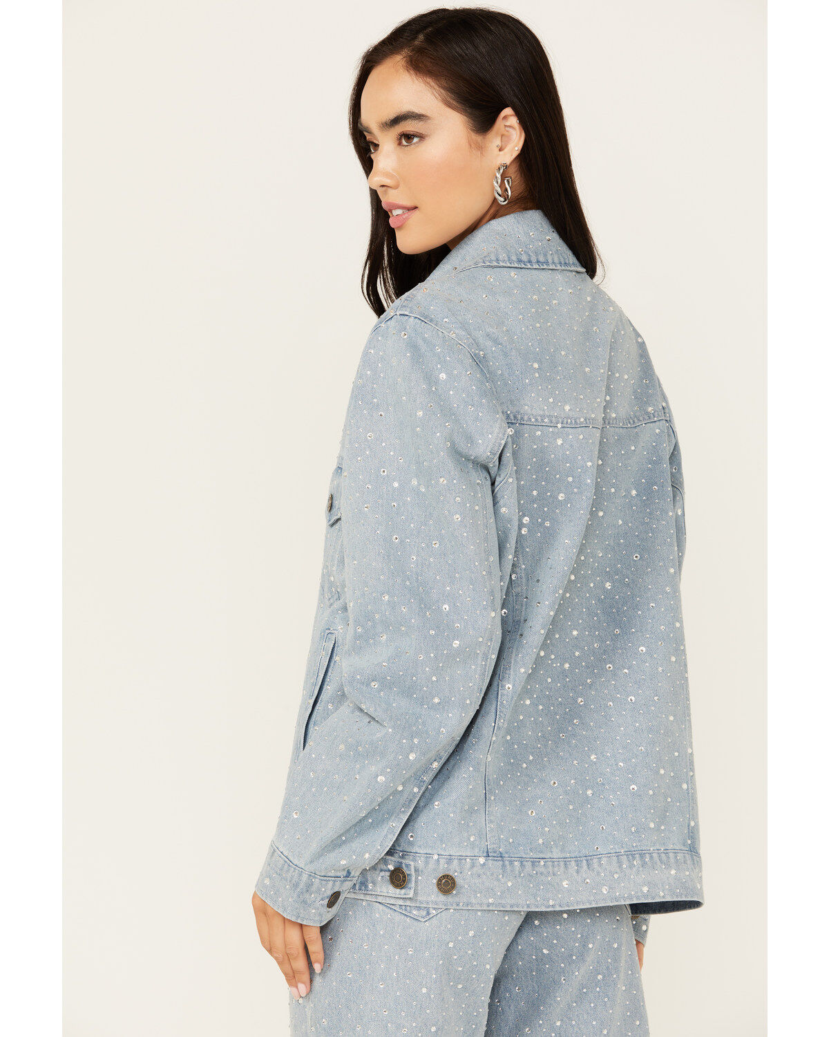 Image #4 - Show Me Your Mumu Women's Light Wash Embellished Dover Denim Jacket, , hi-res