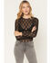 Image #1 - Ash & Violet Women's Solid Lace Long Sleeve Sheer Shirt, Black, hi-res