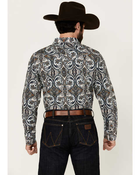 Image #4 - Cody James Men's Revved Up Medallion Print Long Sleeve Snap Western Shirt, Ivory, hi-res