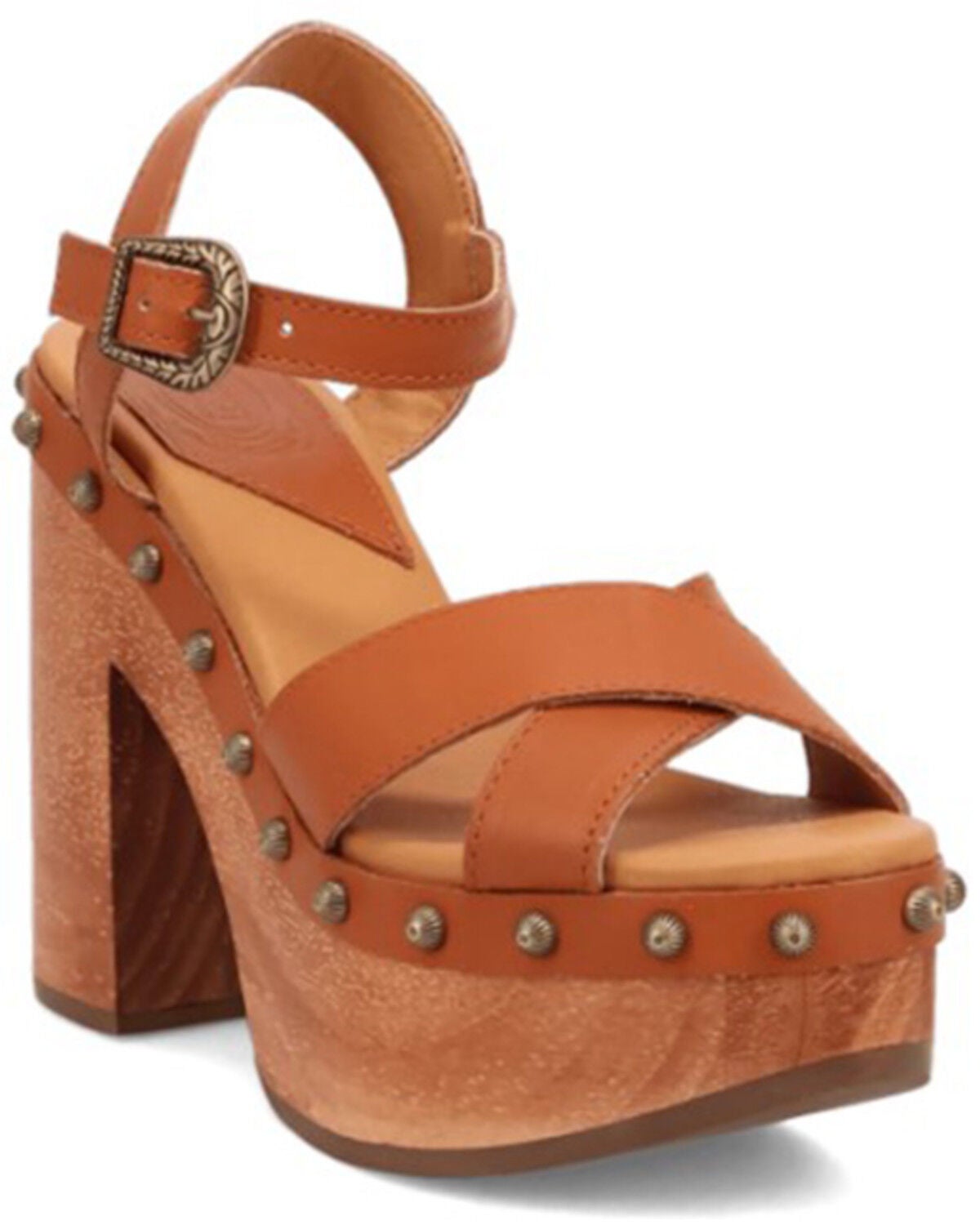 DIngo Women's Lotus Wooden Sandals, Brown, hi-res