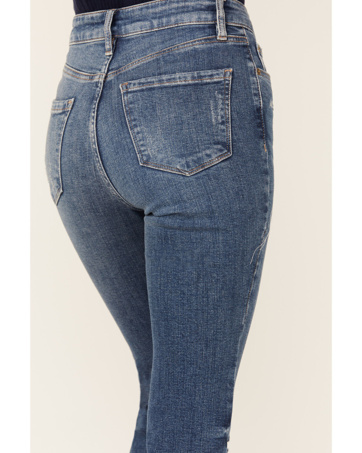 Image #4 - Cleo + Wolf Women's Kirkland Medium Wash High Rise Skinny Bootcut Stretch Denim Jeans, Medium Wash, hi-res