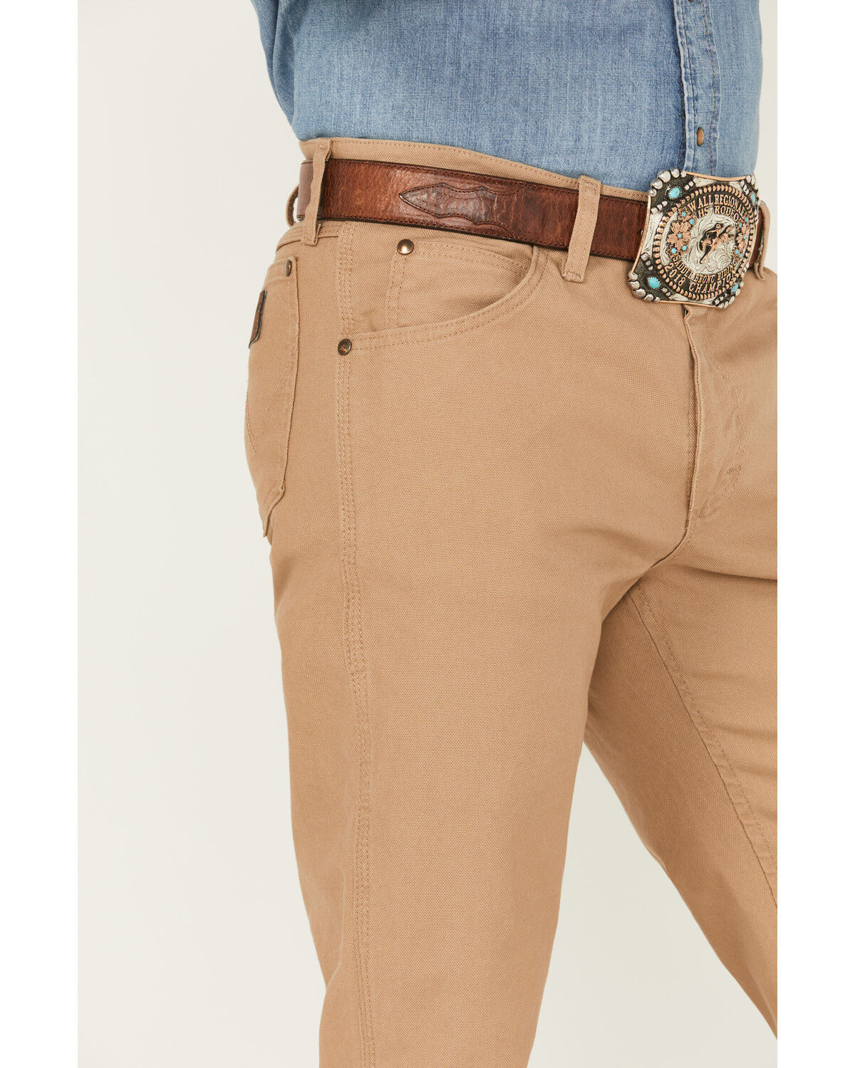 Image #2 - Wrangler Men's 47MWZ Tough Comfort Regular Fit Stretch Canvas Pants - Tall, Wheat, hi-res