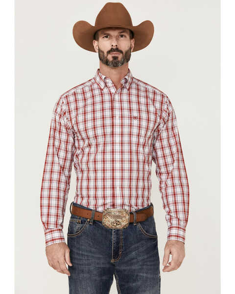 Ariat Men's WF Chanse Plaid Long Sleeve Button-Down Western Shirt , Red, hi-res