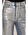 Image #2 - Vibrant Denim Women's Medium Wash Metallic Wide Leg Denim Jeans, Medium Wash, hi-res