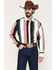 Image #1 - Wrangler Men's Brushpopper Striped Long Sleeve Snap Western Shirt, Black, hi-res