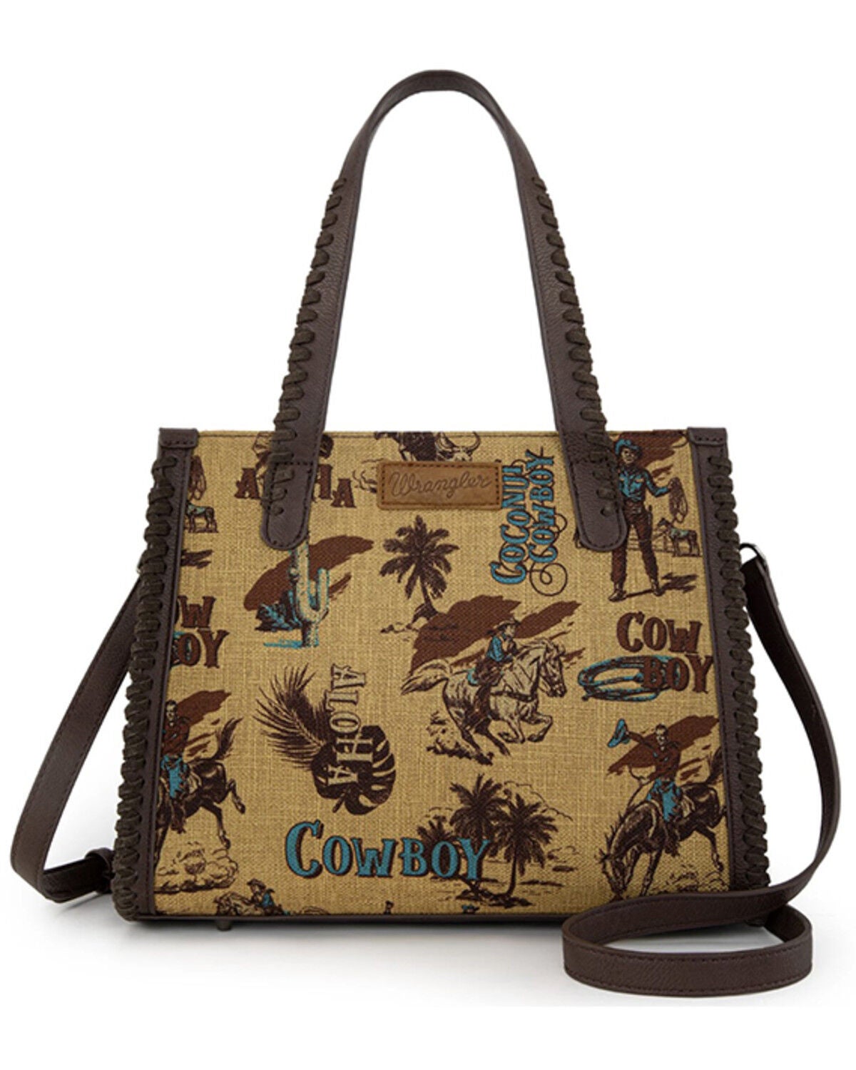 Wrangler Women's Cowboy Print Concealed Carry Crossbody Satchel, Dark Yellow, hi-res
