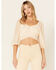Beyond The Radar Women's Sheer Dot Puff Sleeve Crop Top, Cream, hi-res