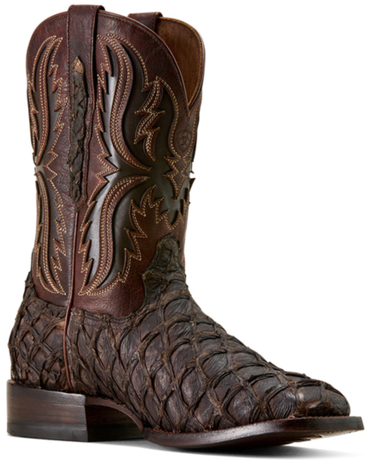 Ariat Men's Ashwood Exotic Pirarucu Western Boots - Broad Square Toe, Brown, hi-res