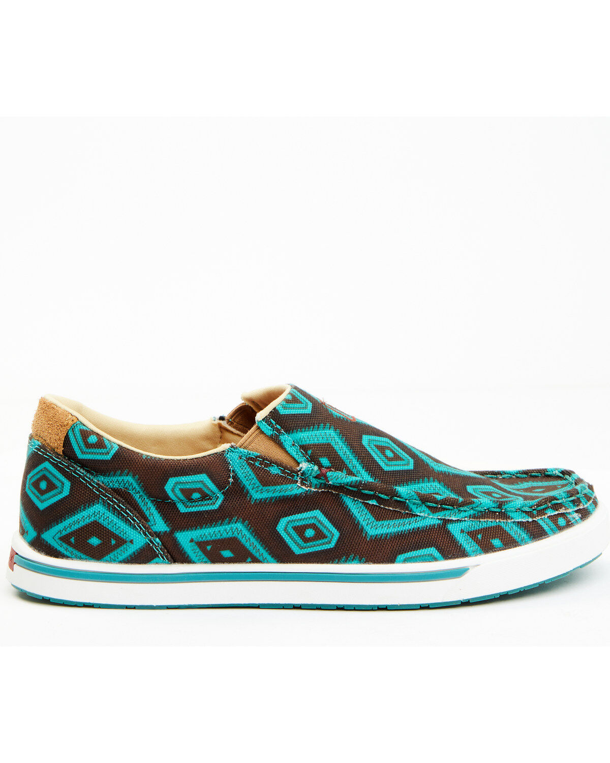 Image #2 - Twisted X Women's Southwestern Pattern Casual Kicks Slip-On Shoes - Moc Toe, Chocolate/turquoise, hi-res
