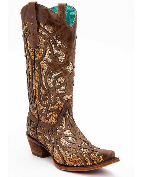 Corral Women's Golden Luminary Roots Western Boots - Snip Toe, Lt Brown, hi-res