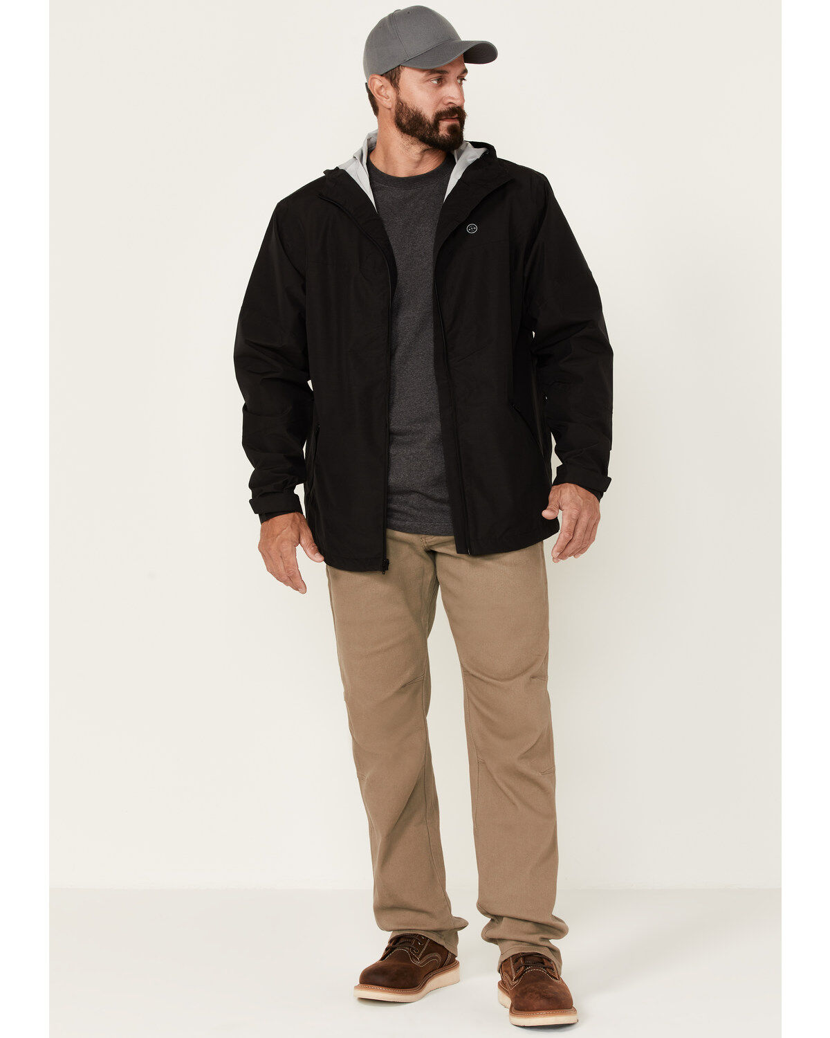 Image #2 - ATG by Wrangler Men's All-Terrain Black Zip-Front Hooded Rain Jacket, Black, hi-res
