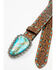 Image #2 - Shyanne Women's Sedona Turquoise Stone Buckle Whipstitch Leather Belt, Brown, hi-res
