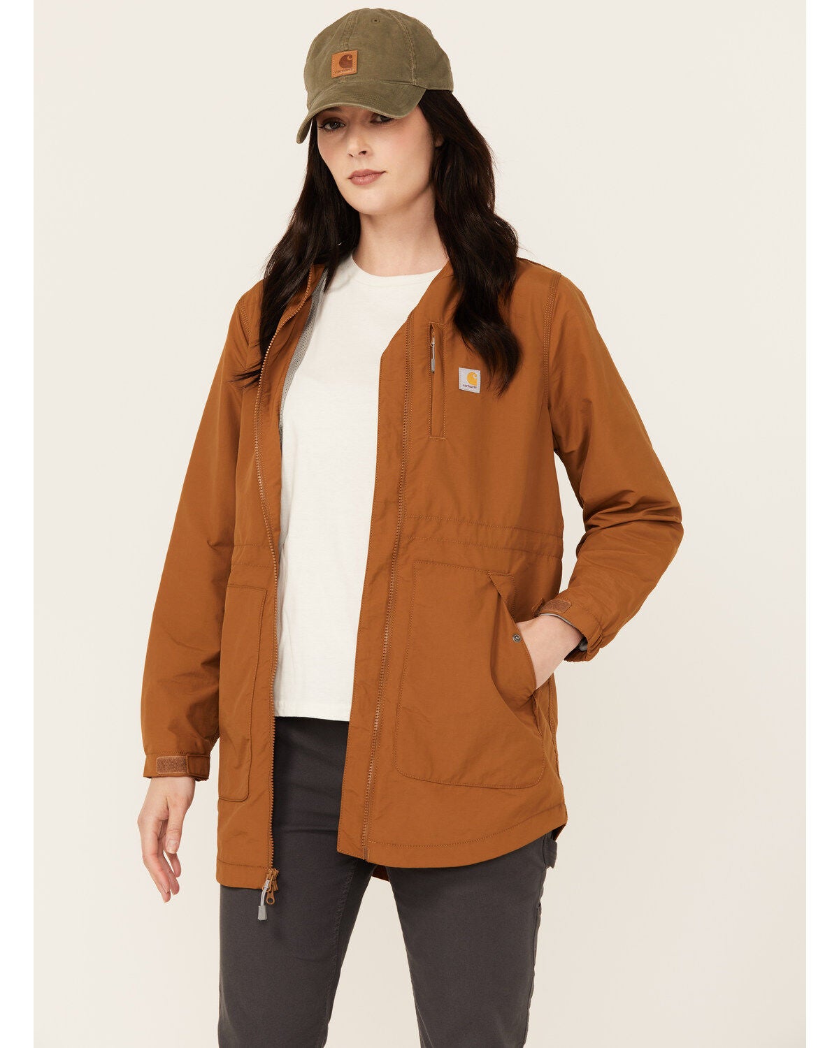Carhartt Women's Relaxed Fit Lightweight Water Repellent Jacket, Tan, hi-res