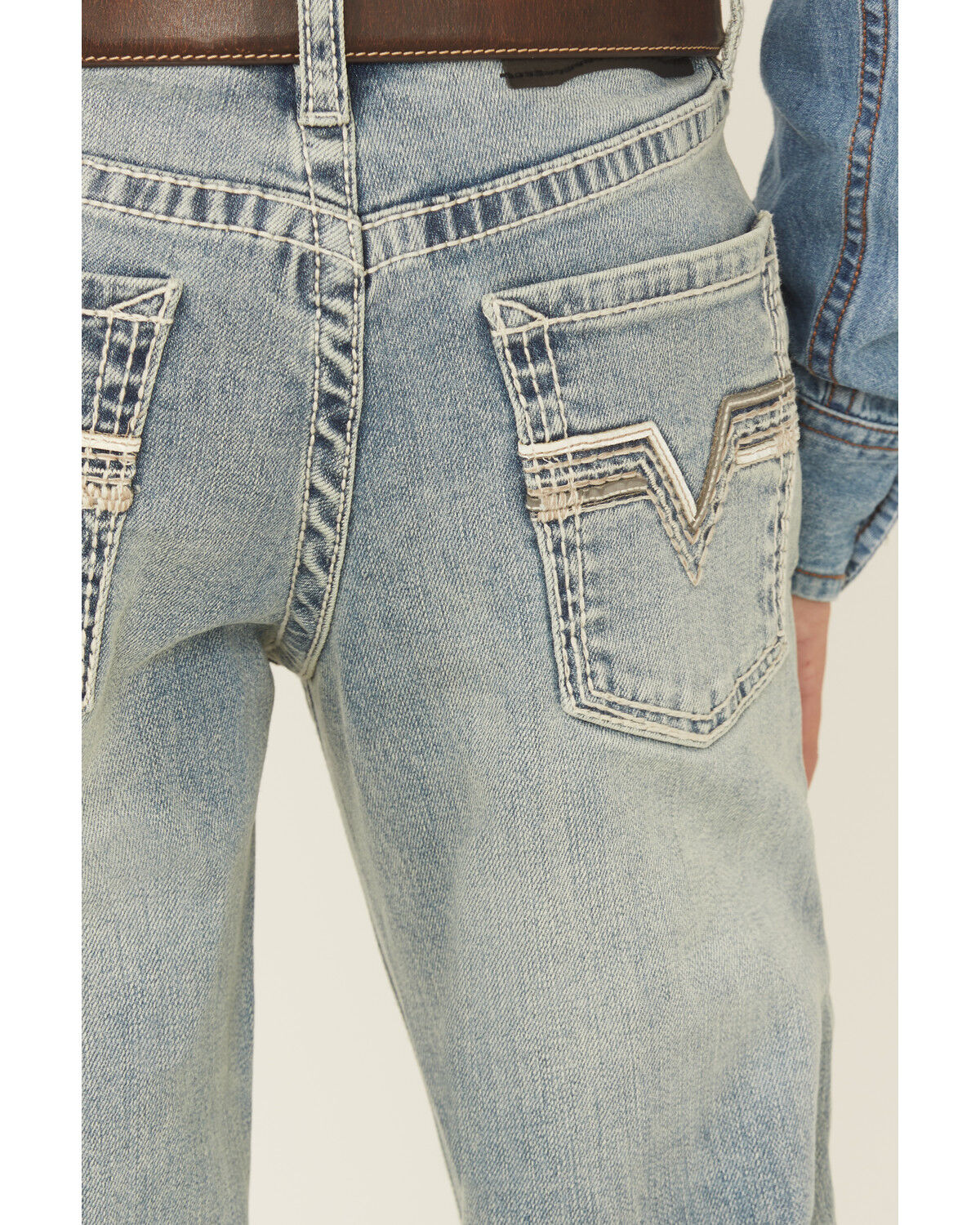 Image #4 - Rock & Roll Denim Boys' Light Wash Bootcut Stretch Denim Jeans, Blue, hi-res