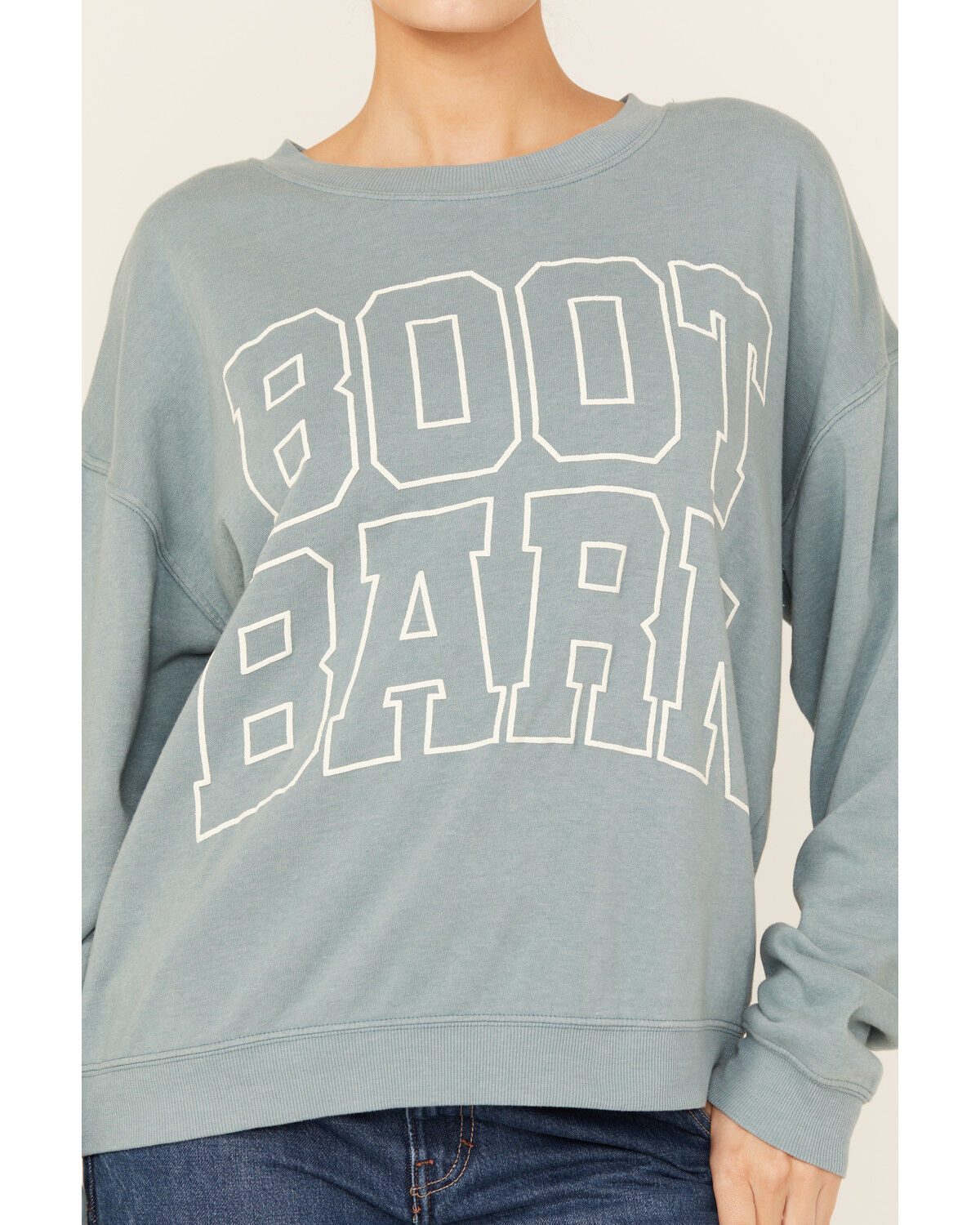 Image #3 - Boot Barn Women's Logo Graphic Crew Neck Sweatshirt, Blue, hi-res