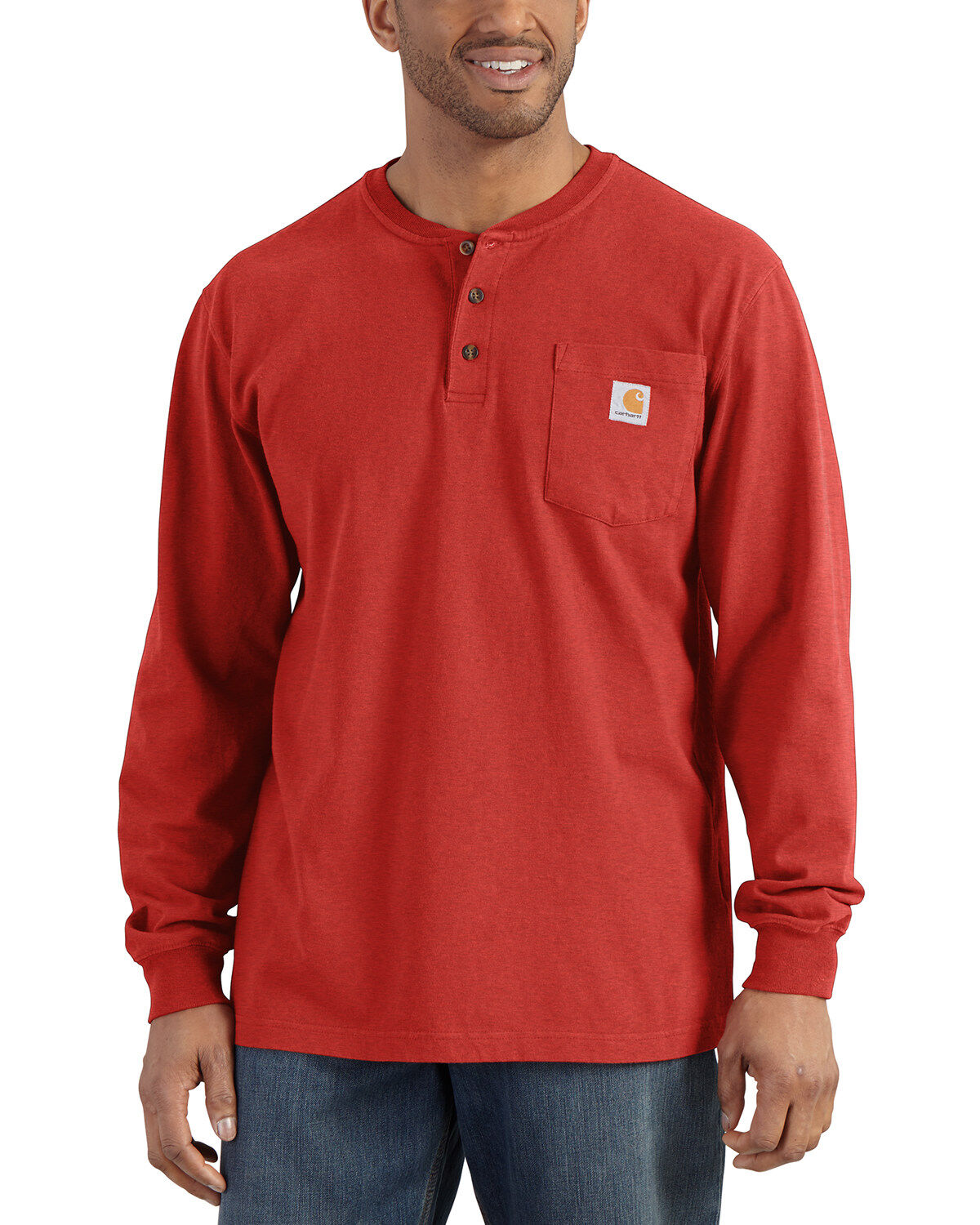 Image #1 - Carhartt Men's Solid Henley Long Sleeve Work Shirt - Big & Tall, , hi-res