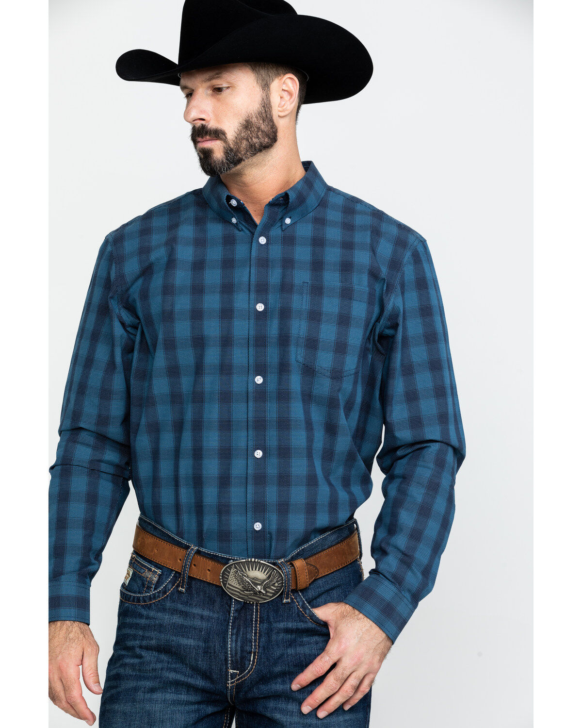 Image #1 - Cody James Core Men's Taladega Small Plaid Long Sleeve Western Shirt, , hi-res