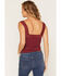 Image #4 - By Together Women's Lace Trim Ribbed Tank, Wine, hi-res