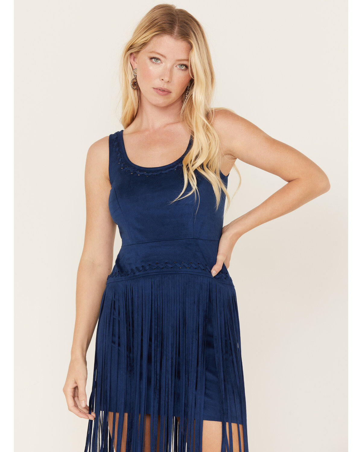 Image #3 - Idyllwind Women's Country Mannor Faux Suede Fringe Mini Dress, Navy, hi-res
