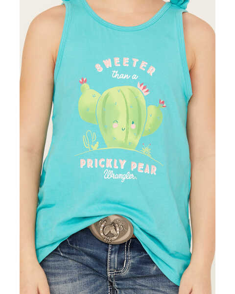Image #3 - Wrangler Girls' Cactus Prickly Pear Graphic Tank Top, Turquoise, hi-res
