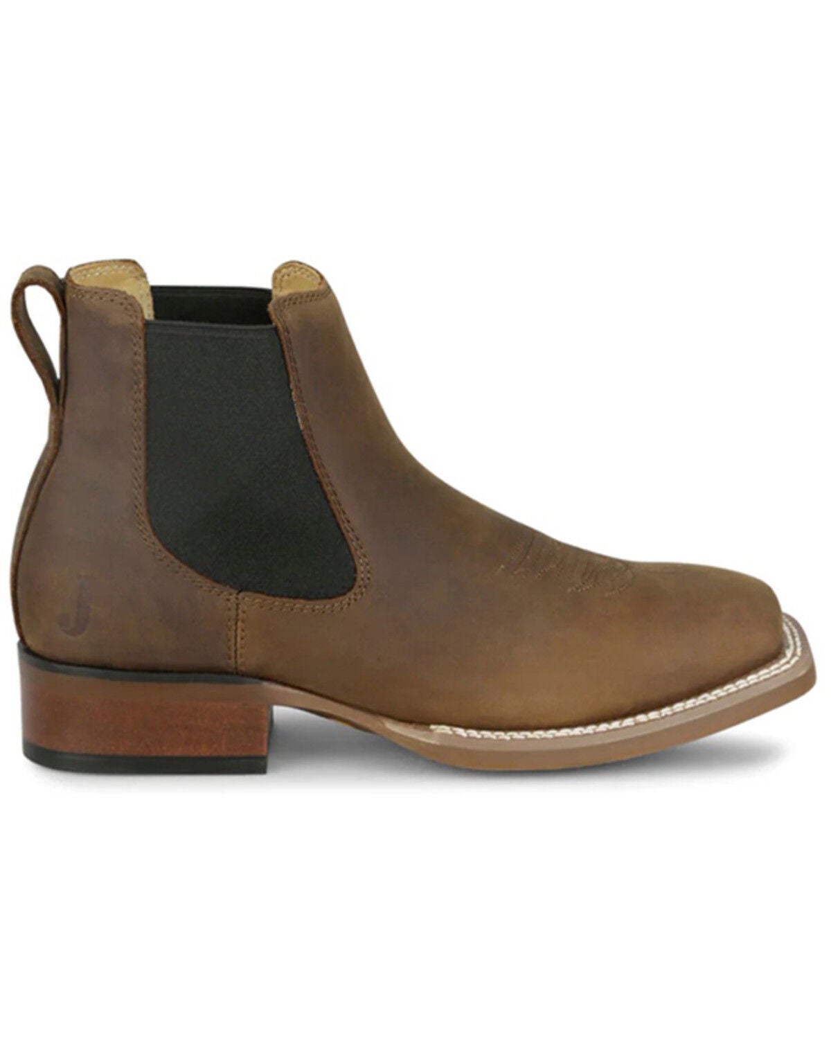 Justin Men's 6" Crazy Buck Chelsea Ankle Boots - Broad Square Toe, Brown, hi-res