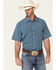Panhandle Men's Performance Arrow Geo Print Short Sleeve Button Down Western Shirt , Blue, hi-res