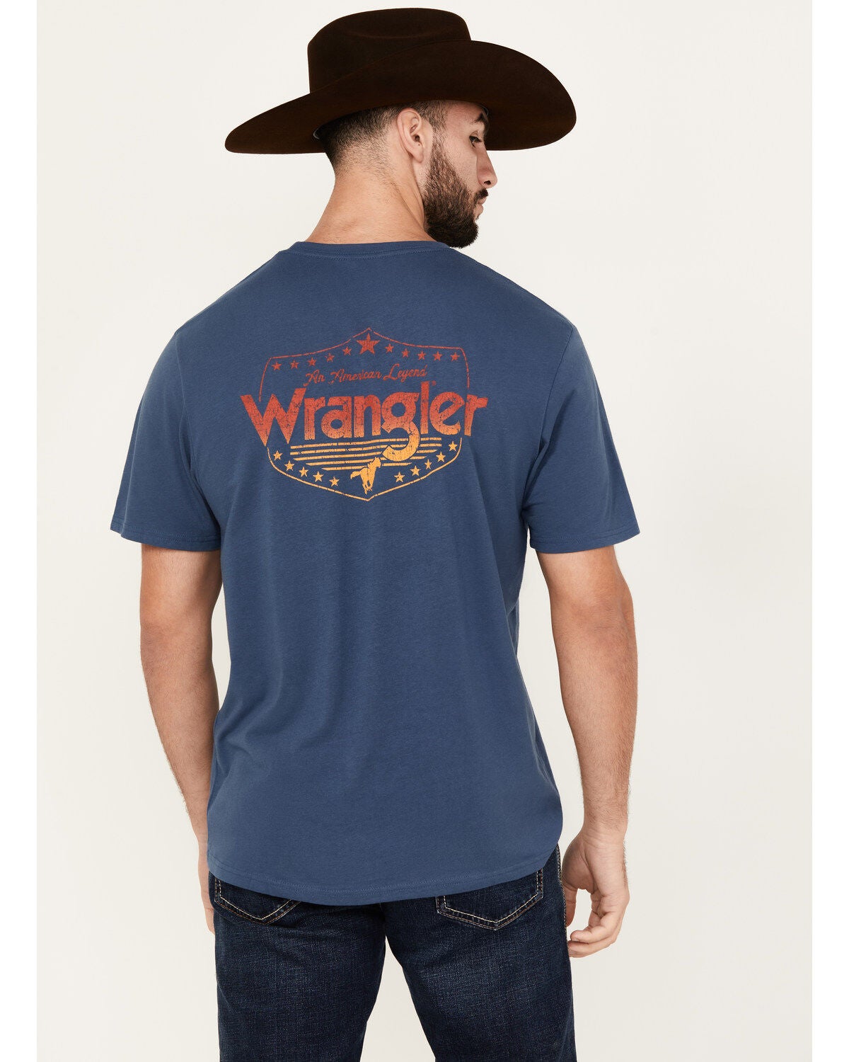 Image #4 - Wrangler Men's Boot Barn Exclusive Ombre Logo Short Sleeve Graphic T-Shirt, , hi-res