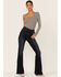 Lee Women's High Rise Dark Wash Late Night Flare Jeans , Dark Blue, hi-res