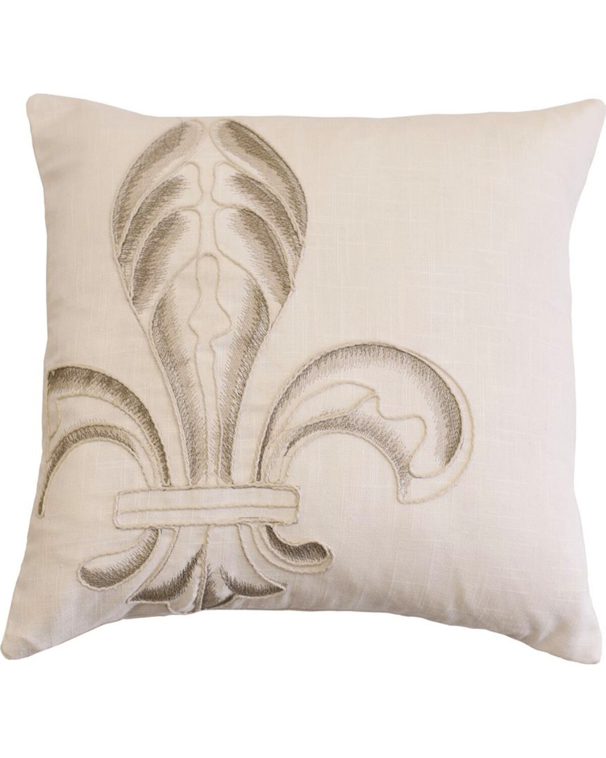 Image #1 - HiEnd Accents Fleur De Lis Embroidery Pillow, Cream, hi-res