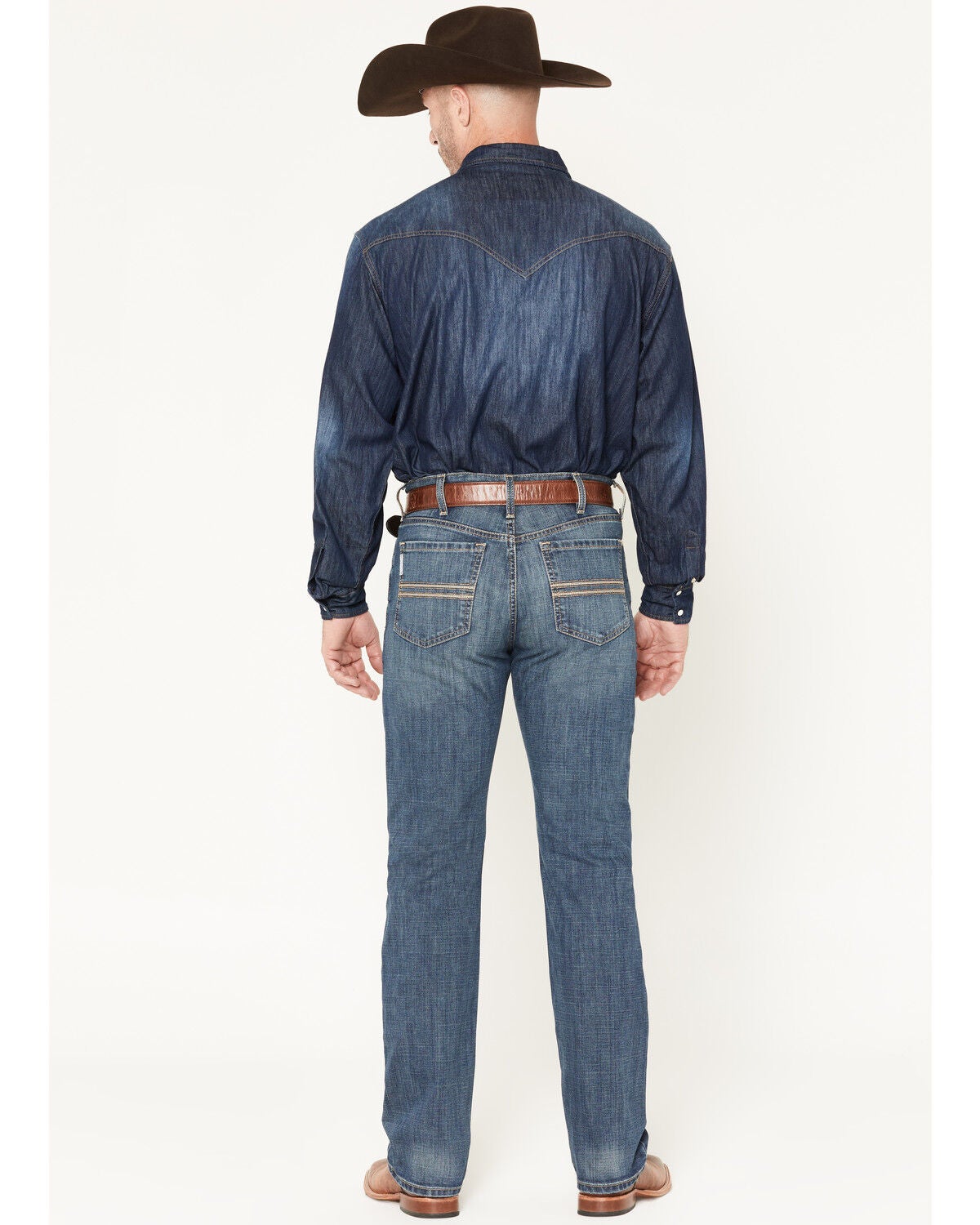 Image #3 - Cinch Men's Silver Label Medium Stonewash Slim Straight Performance Stretch Denim Jeans, Medium Wash, hi-res