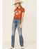 White Crow Women's Flocked Thunderbird Graphic Rolled Cuff Short Sleeve Tee , Rust Copper, hi-res