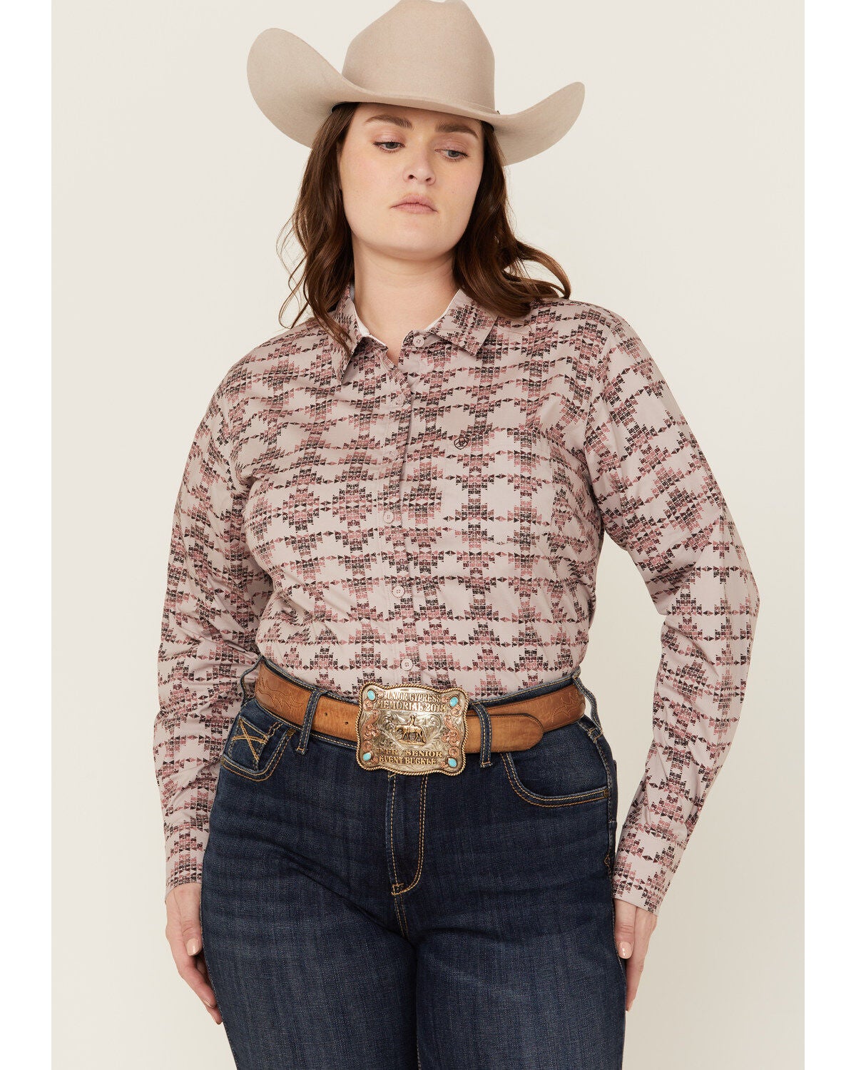 Ariat Women's Kirby Southwestern Print Long Sleeve Button-Down Stretch Western Shirt - Plus, Multi, hi-res