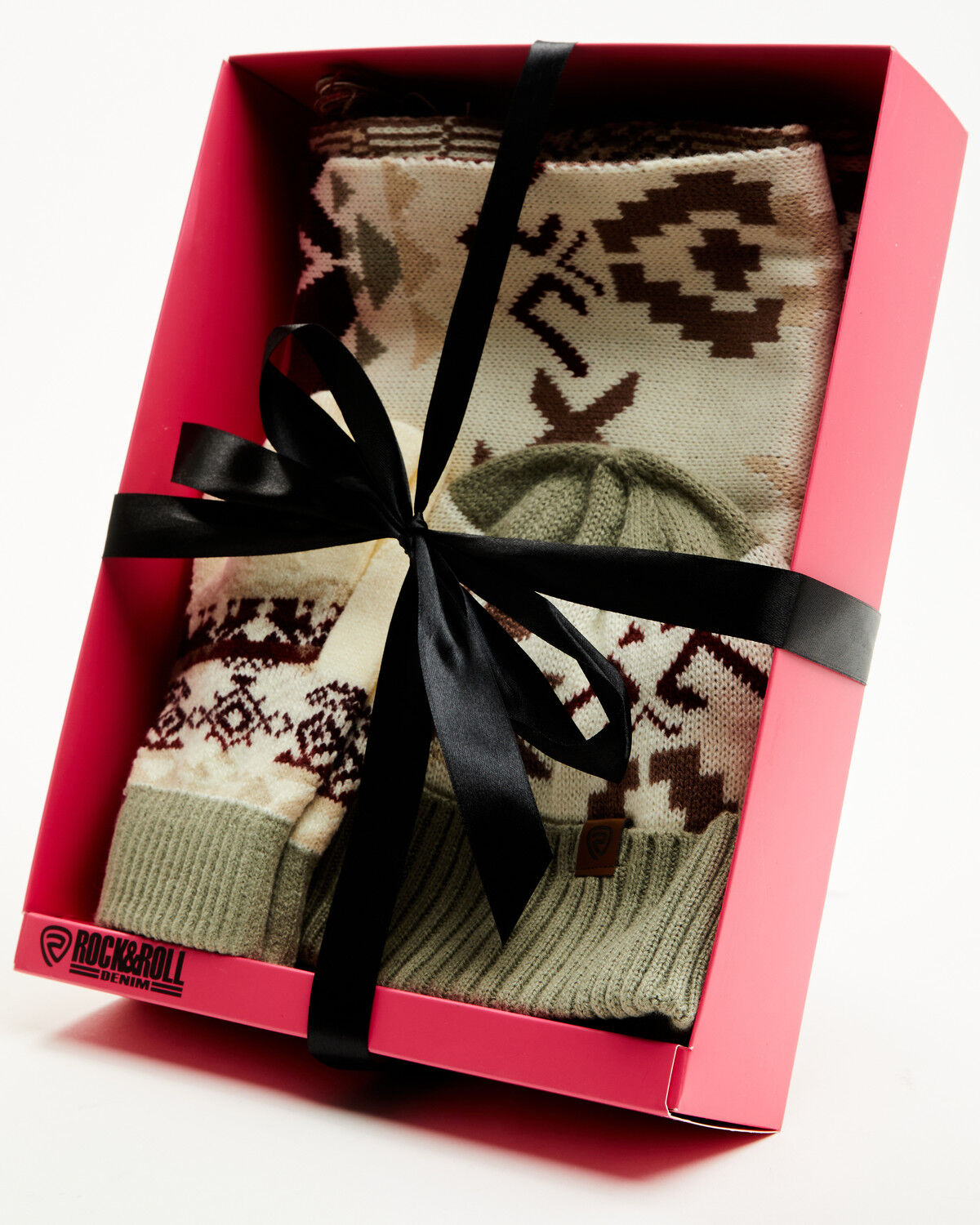 Image #1 - Panhandle Women's Southwestern Print Scarf Set - 3 Piece, Tan, hi-res