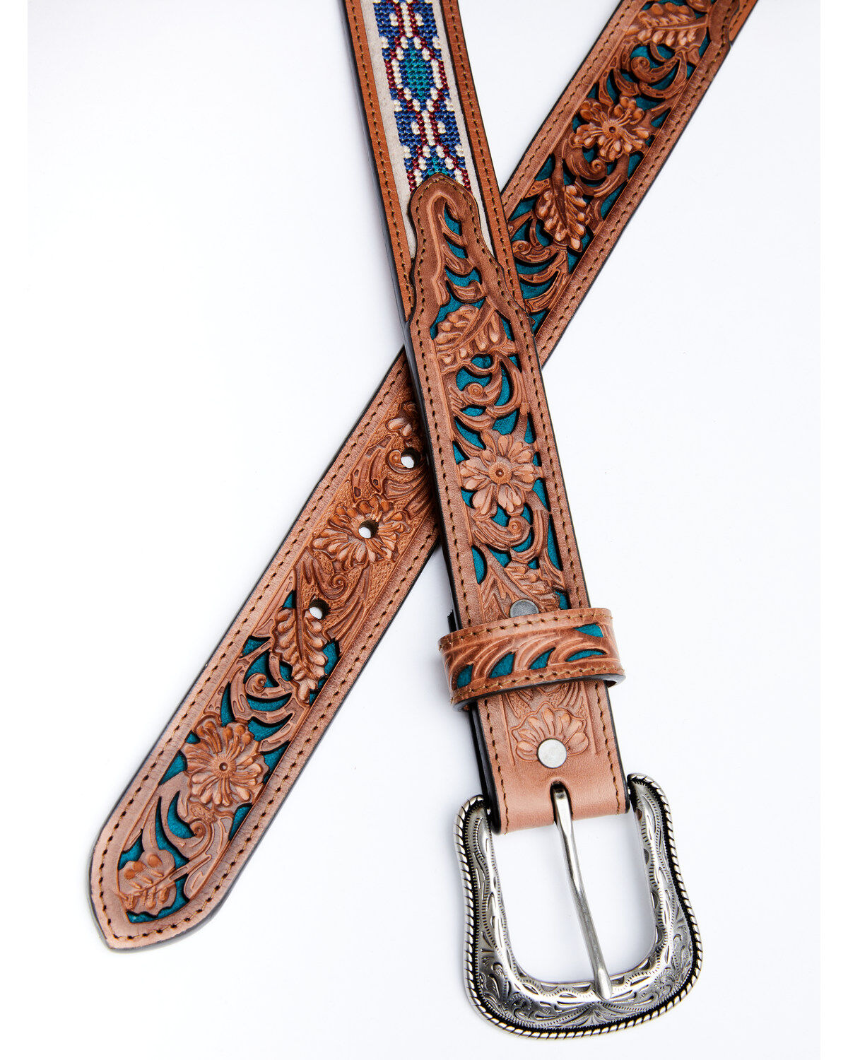 Image #2 - Cody James Men's Cross Stitch Western Belt, Chocolate, hi-res