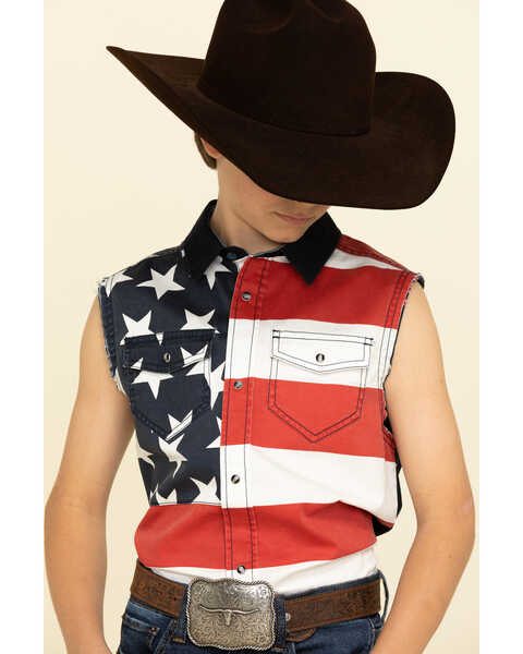 Image #1 - Cody James Boys' Americana Bubba Sleeveless Western Shirt , , hi-res