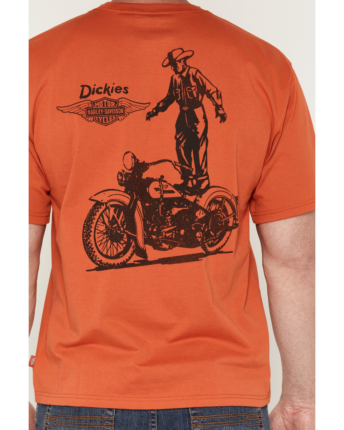 Image #4 - Dickies X Harley Davidson Men's Cowboy Short Sleeve Graphic Tee, Orange, hi-res