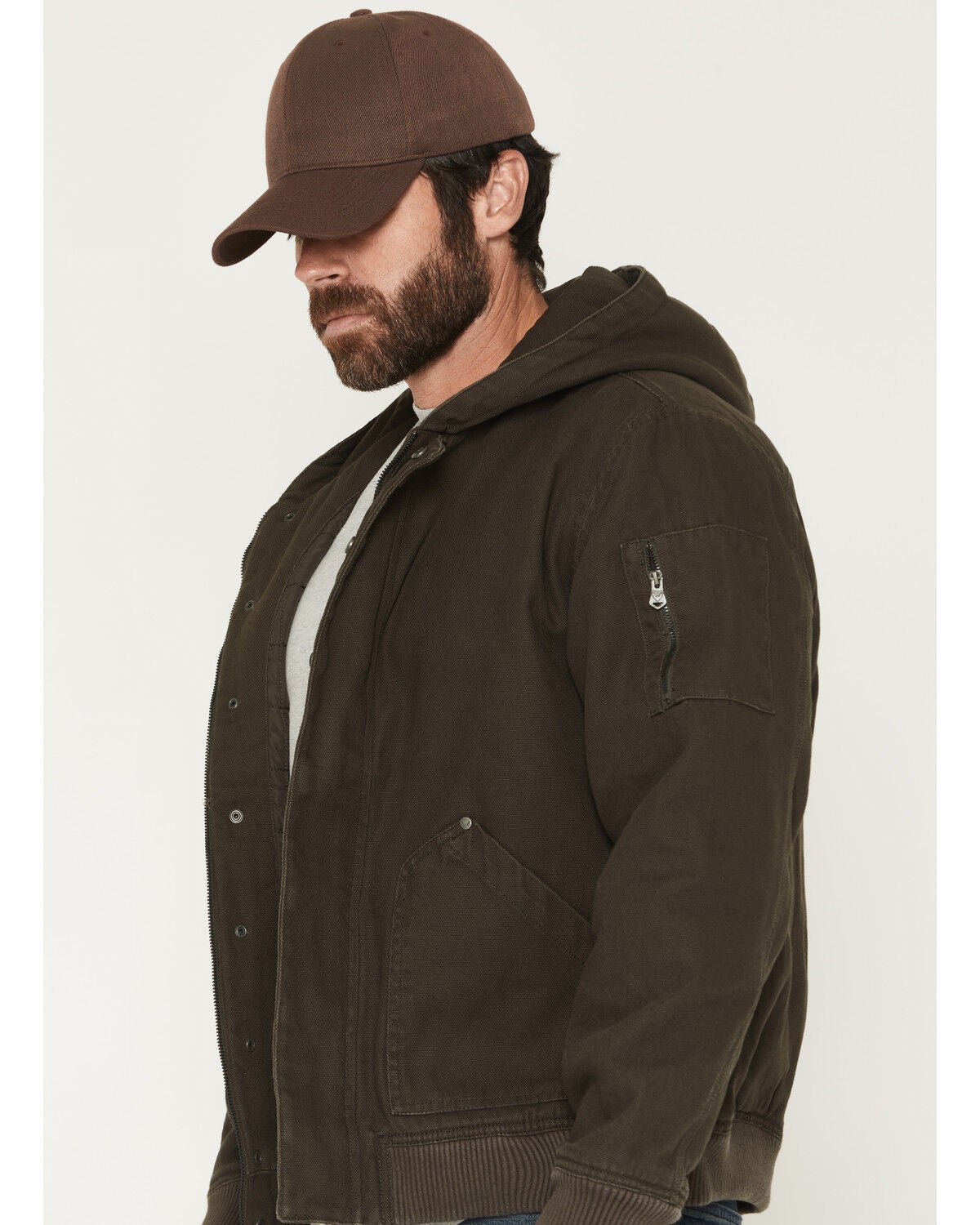 Image #2 - Thorogood Men's Legacy Stone Washed Hooded Bomber Jacket, Black, hi-res