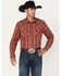 Image #1 - Wrangler Men's Plaid Long Sleeve Snap Western Shirt, Red, hi-res