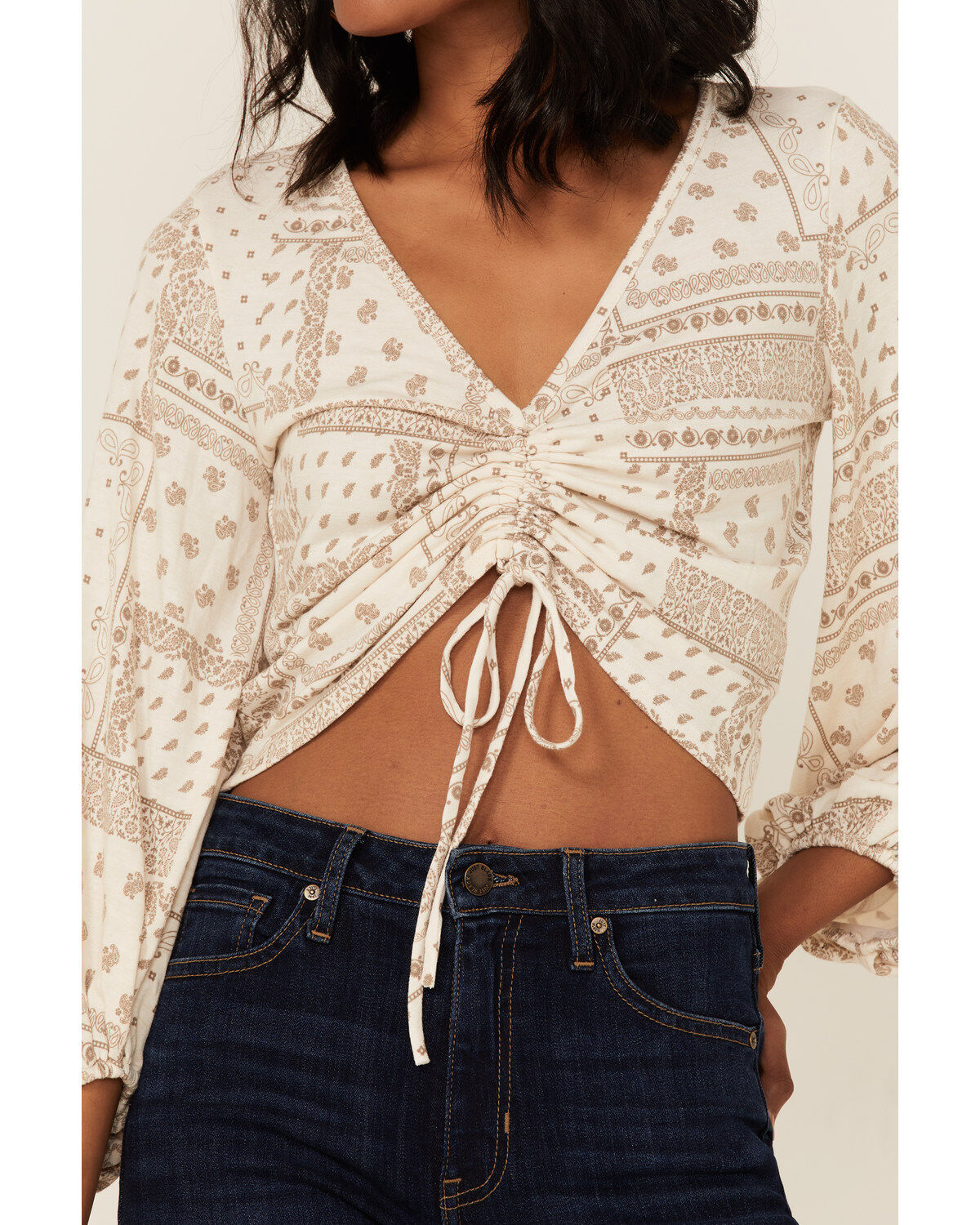 Image #2 - Saints & Hearts Bandana Print Crop Top, Ivory, hi-res