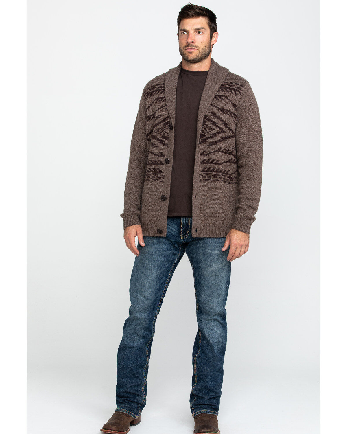Aztec print cardigan mens