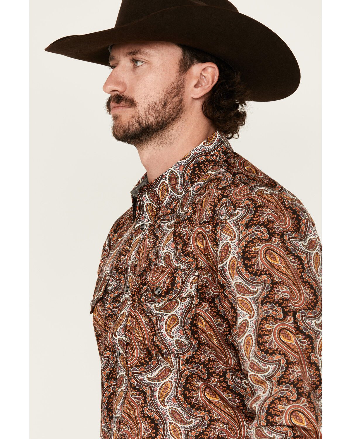 Image #2 - Cody James Men's Dennis Paisley Print Long Sleeve Snap Western Shirt, Rust, hi-res
