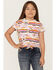 Image #1 - Shyanne Girls' Southwestern Print Knit Tie Top, White, hi-res