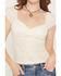 Image #3 - Wild Moss Women's Sheer Lace Short Sleeve Top, White, hi-res
