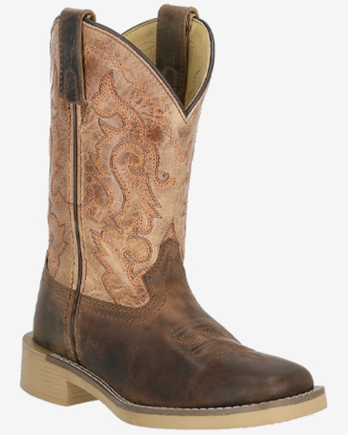 Smoky Mountain Little Boys' Caleb Western Boots - Broad Square Toe, Brown, hi-res