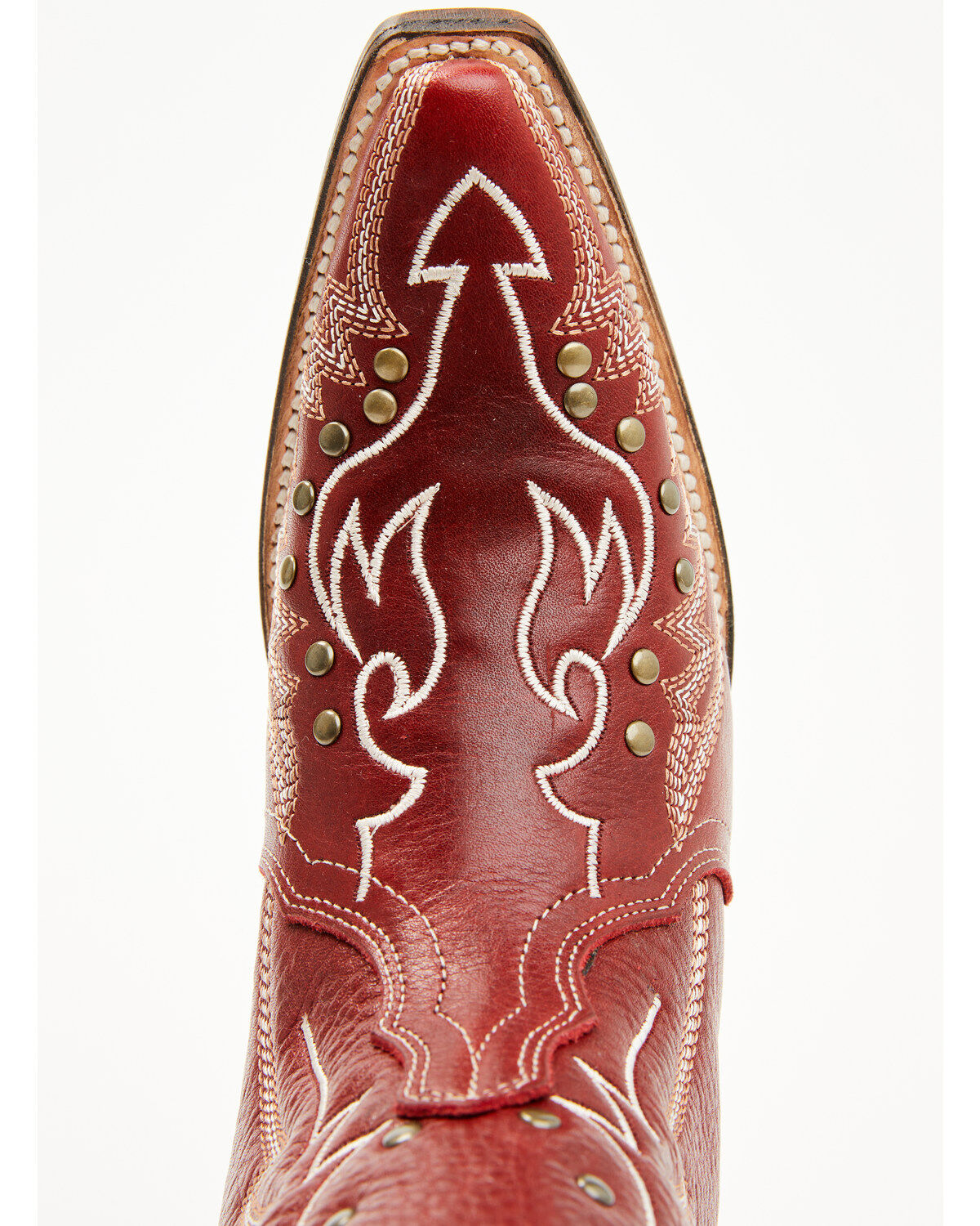 Image #6 - Circle G Women's Studded Western Boots - Snip Toe, Red, hi-res